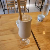 Banana peanut coffee smoothie at CV Cafe in Kampot
