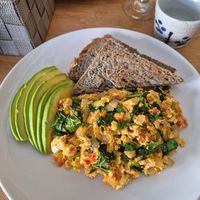 Scramble Tofu at CV Cafe in Kampot