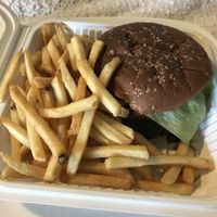 The Loving Hut Burger with Fries at Loving Hut - North Park in San Diego