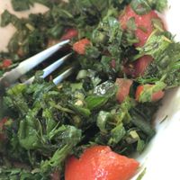 Lovely three herb salad at Cihangir Manticisi in Istanbul