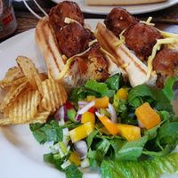 Onion Bhaji and Vegan Cheese Melt at Gordon's Tearoom in Braemar