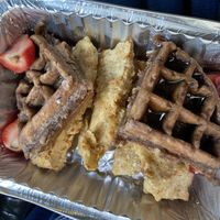 Waffle + tenders at Peacefood Cafe - Uptown in New York City