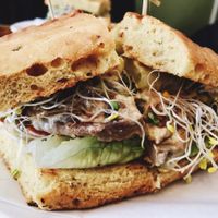 Vegan Cheese Burger!  at Peacefood Cafe - Uptown in New York City