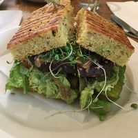 vegan cheeseburger at Peacefood Cafe - Uptown in New York City