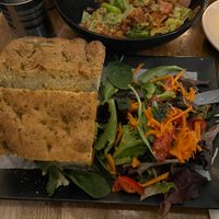 The ultimate burger with salad  at Peacefood Cafe - Uptown in New York City