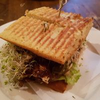 Cheese burger at Peacefood Cafe - Uptown in New York City