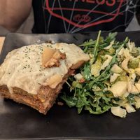 Puerto Rico plantain lasagna at Peacefood Cafe - Uptown in New York City