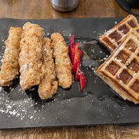 Tenders + Waffles at Peacefood Cafe - Uptown in New York City