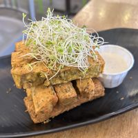 Chickpea fritters  at Peacefood Cafe - Uptown in New York City