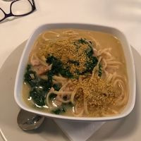 Vegan linguine in clam sauce with kale at Peacefood Cafe - Uptown in New York City