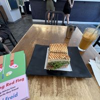 Seitan medallion sandwich  at Peacefood Cafe - Uptown in New York City