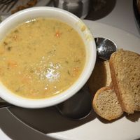 Soup of the day- Yellow Lentil and Corn  at Peacefood Cafe - Uptown in New York City