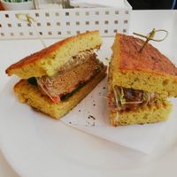 The cheeseburger at Peacefood Cafe - Uptown in New York City