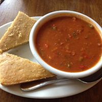 chili and cornbread at Peacefood Cafe - Uptown in New York City