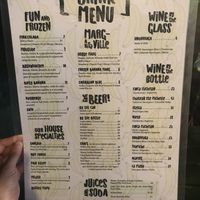 Spanish drinks and dessert menu (no vegan desserts, unfortunately)  at Bananas in Vieques