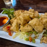 Salt +Pepper tofu $18.80: really nice soft inside, crispy outside, smells of 5spice and not as much of s+p at Vina Vegan in Newtown