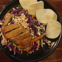 Delight salad $18.80: lovely cabbage based, v.nice sauce, didnt like the fried duck fillet at Vina Vegan in Newtown