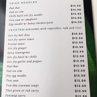 veg menu at Golden Lotus in Christchurch