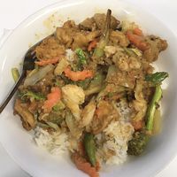 Takeaway Peanut sauce veggies and tofu with rice - vegan   at Golden Lotus in Christchurch