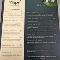 New menu. at Passiflora in Rincon