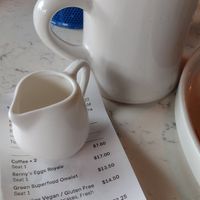 75 cents for almond milk each time. Might have been better to order a whole glass. at Mid Kitchen in Evanston