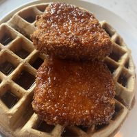 Vegan Chicken and waffles  at Mid Kitchen in Evanston