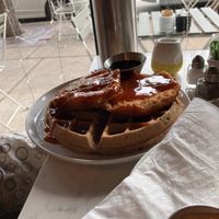 Chicken and waffle   at Mid Kitchen in Evanston