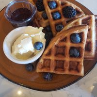 Vegan waffles at Mid Kitchen in Evanston