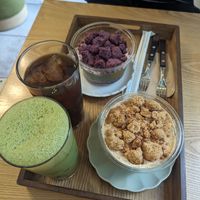 Coffee, Macha and cakes. at Apbbang - Future Bakery 앞으로의 빵집 in Seoul