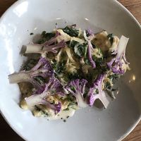 SQUASH & KALE ALFREDO
cashew cream, purple cauliflower, shiitakes at Little Gem on Grove in San Francisco