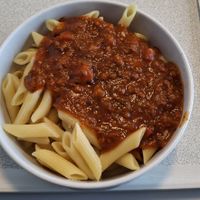 Penne mit veganer Bolo at AKAFÖ Mensa Ruhr-Universität in Bochum