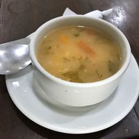 Soup with menu of day at Girasoles Restaurante Vegetariano in Cartagena