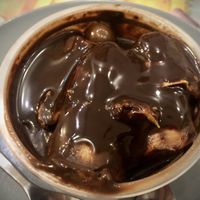 Banana, chocolate dessert  at Bayt Sara in Amman