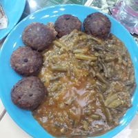 Vegan meatballs with green beans at Bayt Sara in Amman