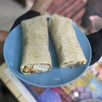 Homemade tofu and typical Jordanian bread   at Bayt Sara in Amman
