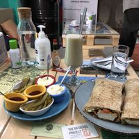 Zinger Sandwich and banana milkshake  at Bayt Sara in Amman