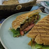 Something made with Bulgur. One of the best vegan patties ever! at Bayt Sara in Amman