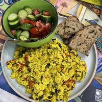 Tofu omelette and salad  at Bayt Sara in Amman