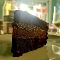 Chocolate cake made with coconut milk. at Bayt Sara in Amman