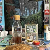 magnificent huge vegan burger at Bayt Sara in Amman