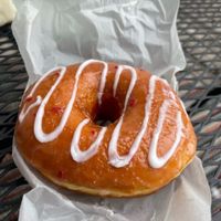 Vegan raspberry glaze  at Icon Donuts in Cedar Falls