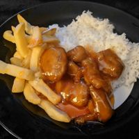 Gluten "chicken" in sweet and sour sauce at Yummy Kitchen in Rhyl