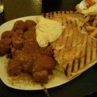 the amazing vegan currywurst at Vleischerei in Leipzig