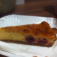 Their desserts are also tasty and affordable (2-2.5 euros)! This one was a slice of cherry cheesecake. at Vleischerei in Leipzig