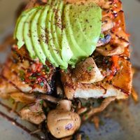 Kimchi on sour dough with added avo at Mad Apple in Launceston