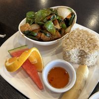 Kapow tofu with brown rice  at Thotsakan in San Diego