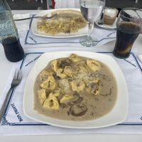 Its taste was better than how it looks. Don’t think they make the ravioli here, pizzas might be all fresh i think. This one is with mushroom and gorgonzola.   at Pizzeria il Tramonto in La Palma