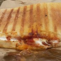 Mozzarella cheese and tomato panini (vg) at The Apothecary Cafe in Newcastle Upon Tyne