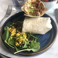 Vegan pork wrap with extra salad  at Skinny Batch Bakery in Lusk