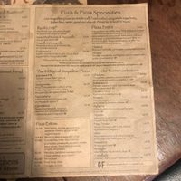 Pizza menu at Rustico in Bexhill